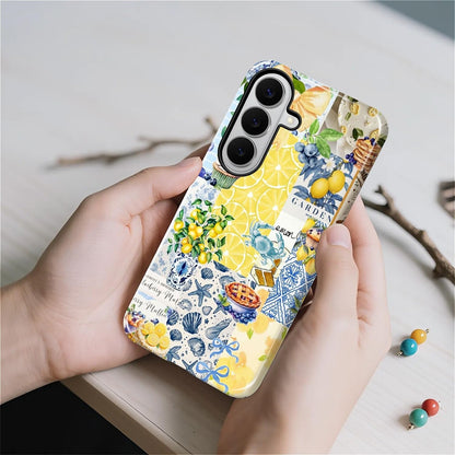Compatible with Samsung Galaxy S26 Case - Dual-Layer Protection, Hard Shell with Silicone Interior,Slim Scratch Resistant Shockproof for Woman Men - Shell Lemon Collage