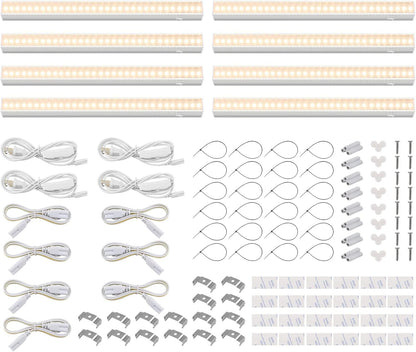 T5 Grow Lights, Grow Light Strip for Indoor Plants, 1ft Plant Lights for Indoor Growing, Full Spectrum LED Grow Light, Individual Switch, Linkable, Plug and Play, Yellow, 8-Pack