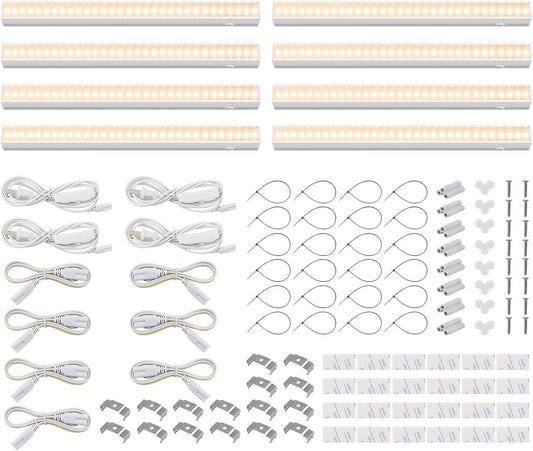 T5 Grow Lights, Grow Light Strip for Indoor Plants, 1ft Plant Lights for Indoor Growing, Full Spectrum LED Grow Light, Individual Switch, Linkable, Plug and Play, Yellow, 8-Pack