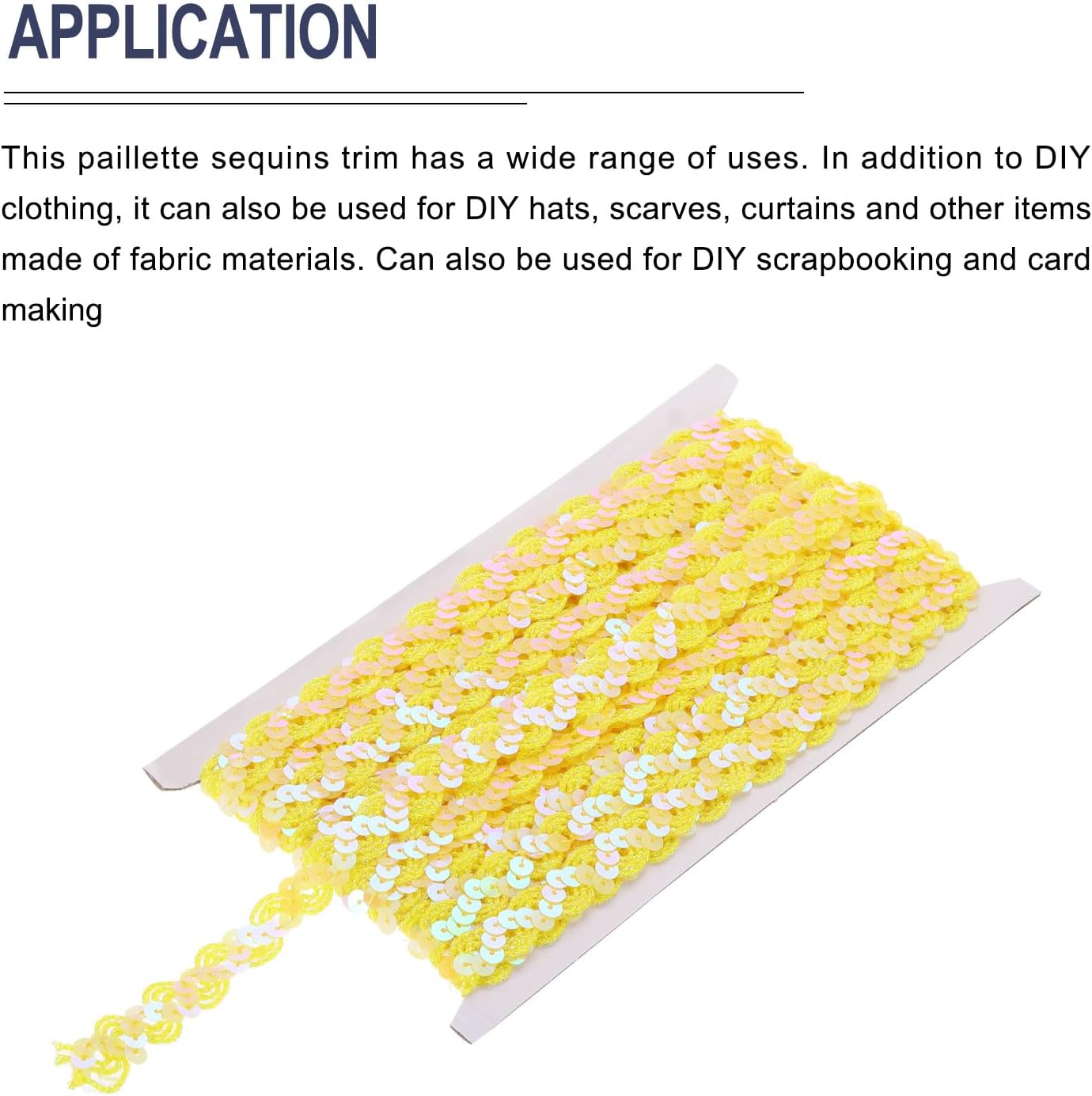 11 Yard Sequins Beaded Lace Trim 0.6 Inch Wave Sequin Braid Trim Strip Paillette Sequins Ribbon Trim for Crafts, Embellishments, DIY Sewing Costume Yellow