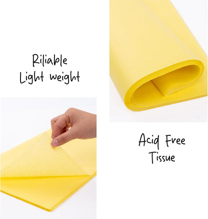 bondibili 140 Sheets Yellow Tissue Paper for Gift Bags14 x 20 Inches Yellow Wrapping Paper Bulk for Weddings Birthday DIY Project Festival Wrapping Crafts Decor