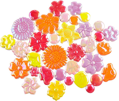 1.1LB Mixed Ceramic Mosaic Tiles, Floral Mushroom Berry Pieces, Mosaic Pieces for DIY Crafts, Flower Pots, Home Decor, 0.5-1.6 inch, 0.23 inch Thick (Iridescent Yellow)