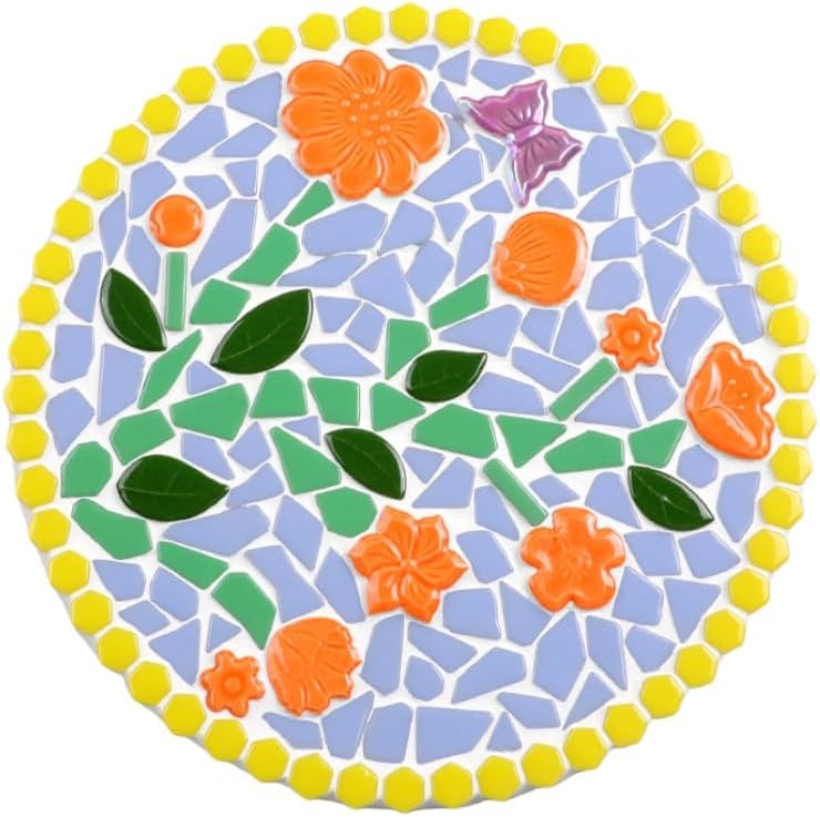 1.1LB Mixed Ceramic Mosaic Tiles, Floral Mushroom Berry Pieces, Mosaic Pieces for DIY Crafts, Flower Pots, Home Decor, 0.5-1.6 inch, 0.23 inch Thick (Iridescent Yellow)