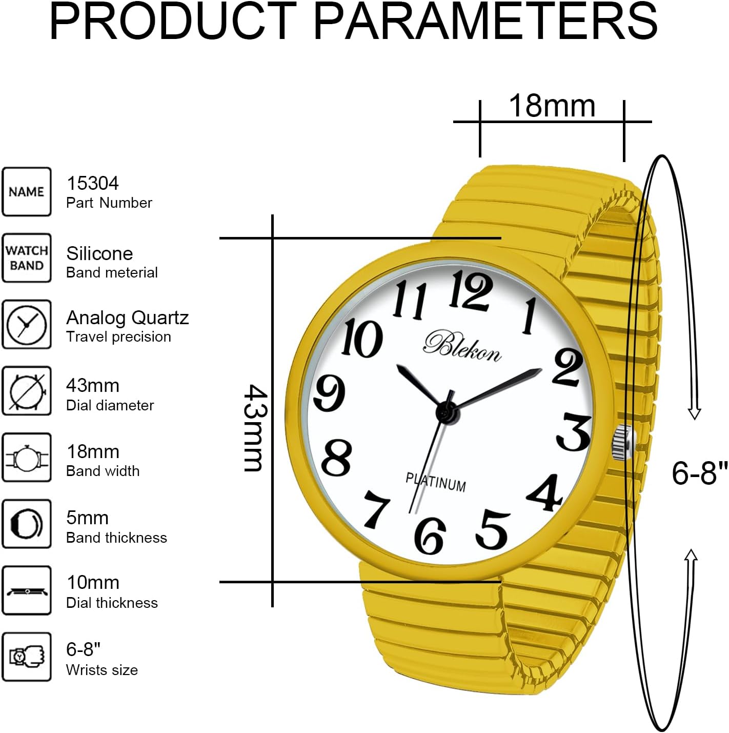 Collections New Super Large Face Stretch Band Japanese Movement PC21J Fashion Watch