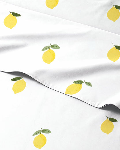 Kids Full Size Lemon Bed Sheets - 4 Piece Kids Lemon Sheet Set - Citrus Fruity Bedding - Ultra-Soft, Cute & Cozy - Breathable & Machine Washable - Colorful Bed Set for Boys, Girls, Teens & Toddlers