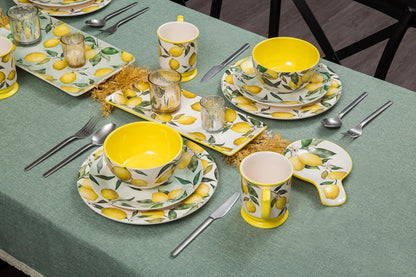 Lemon Dreams Ceramic Coffee Mugs Set of 4, 20 oz Large Tea Cups with Handle, Aesthetic Latte Mugs for Cappuccino Cocoa, Lead-Free, Dishwasher and Microwave Safe, Housewarming Gift