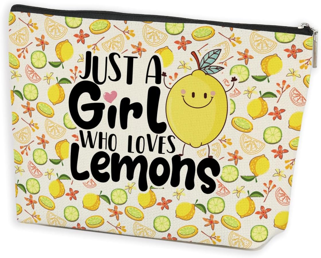 Lemon Makeup Bag Lemon Decor Cosmetic Bags for Women | Gifts for Women Girl Sister Friend, Graduation Friendship Birthday Gifts for Lemon Lovers, Travel Toiletry Bag