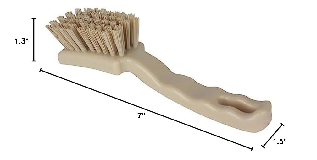 41395EC04 Plastic Scrub Brush, Detail Brush, Kitchen Brush with Hanging Hole for Cleaning, 7 Inches, Yellow