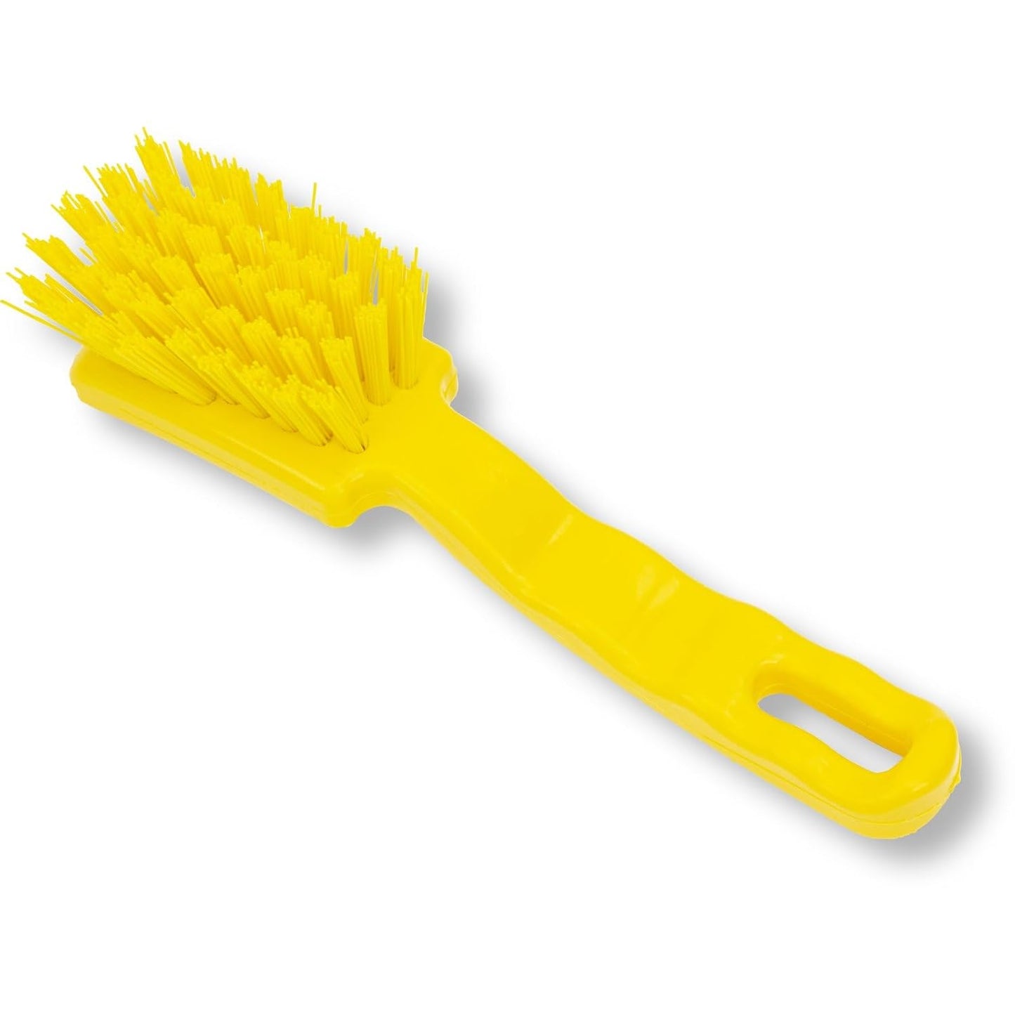41395EC04 Plastic Scrub Brush, Detail Brush, Kitchen Brush with Hanging Hole for Cleaning, 7 Inches, Yellow
