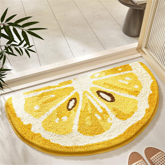 Fruit Bath Mats Cute Bathroom Rugs, Particularly Absorbent, Very Soft, and Dry Fast that Fits for Kid's Room, Bathroom or Other Room, 17.7" x 31.5", Lemon