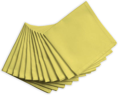 Cloth Napkins Set of 12 100% Cotton Everyday Reusable Square Napkins Cloth Washable, Dinner, Party, Wedding, Restaurant, Kitchen, Hotel (Lemon Yellow, 18'' X 18'')