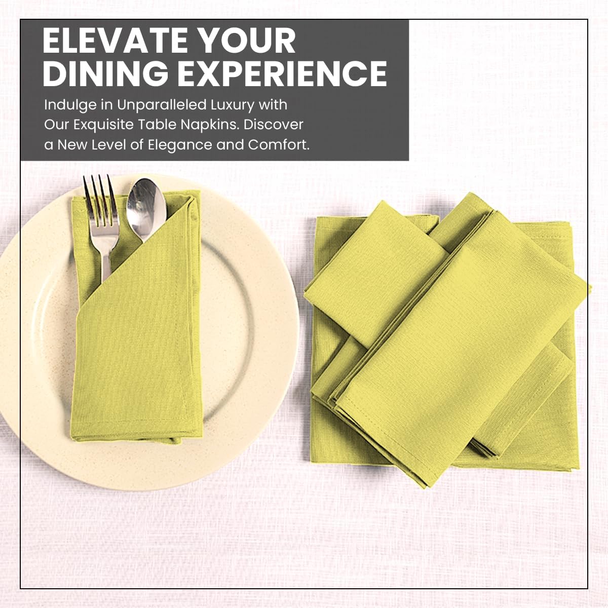 Cloth Napkins Set of 12 100% Cotton Everyday Reusable Square Napkins Cloth Washable, Dinner, Party, Wedding, Restaurant, Kitchen, Hotel (Lemon Yellow, 18'' X 18'')