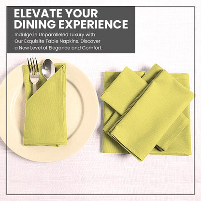 Cloth Napkins Set of 12 100% Cotton Everyday Reusable Square Napkins Cloth Washable, Dinner, Party, Wedding, Restaurant, Kitchen, Hotel (Lemon Yellow, 18'' X 18'')