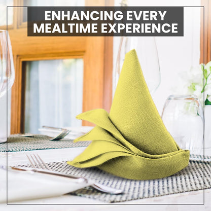 Cloth Napkins Set of 12 100% Cotton Everyday Reusable Square Napkins Cloth Washable, Dinner, Party, Wedding, Restaurant, Kitchen, Hotel (Lemon Yellow, 18'' X 18'')