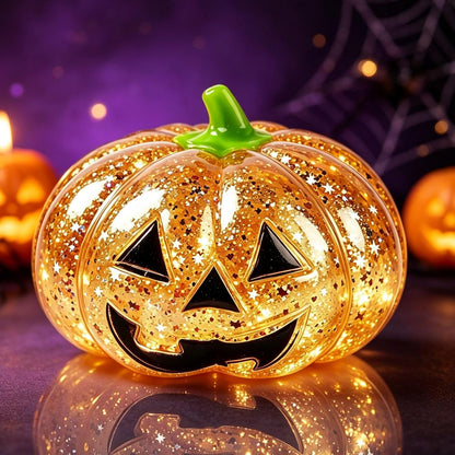 Halloween Pumpkin Ghost Squishy – Soft Squeezable Figurine for Party Favors, Gift Bags & Spooky Desk Decor, Yellow Pumpkin