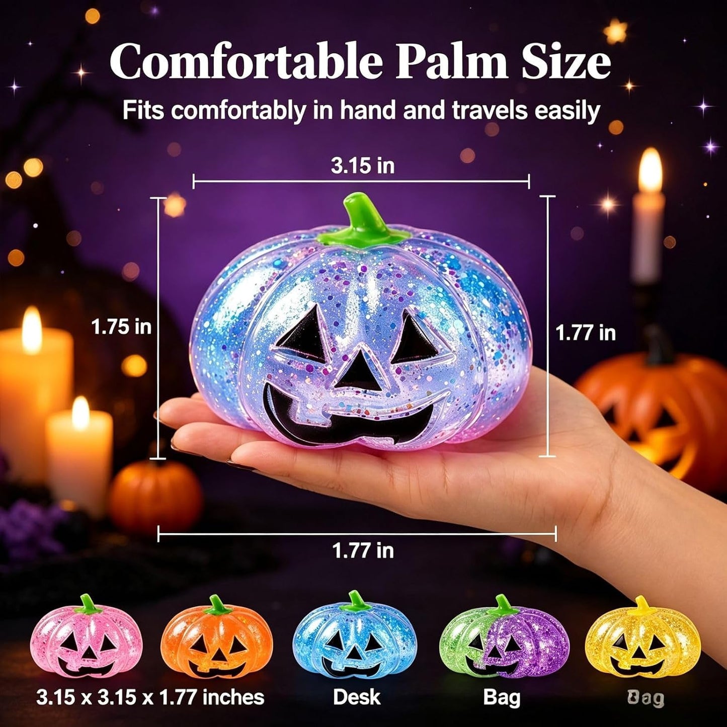 Halloween Pumpkin Ghost Squishy – Soft Squeezable Figurine for Party Favors, Gift Bags & Spooky Desk Decor, Yellow Pumpkin