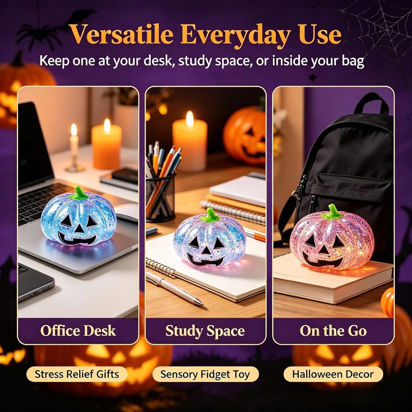 Halloween Pumpkin Ghost Squishy – Soft Squeezable Figurine for Party Favors, Gift Bags & Spooky Desk Decor, Yellow Pumpkin