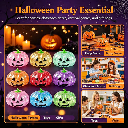 Halloween Pumpkin Ghost Squishy – Soft Squeezable Figurine for Party Favors, Gift Bags & Spooky Desk Decor, Yellow Pumpkin