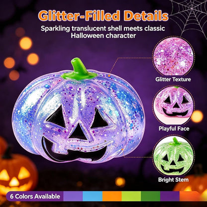 Halloween Pumpkin Ghost Squishy – Soft Squeezable Figurine for Party Favors, Gift Bags & Spooky Desk Decor, Yellow Pumpkin