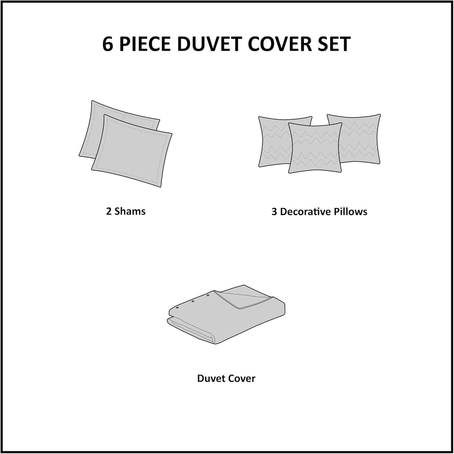 Lola 100% Cotton Duvet Set Beautiful Floral Pattern, Ruffle Border Design All Season, Breathable Comforter Cover Bedding, Matching Shams, Full/Queen(90"x90"), Yellow/Grey 6 Piece