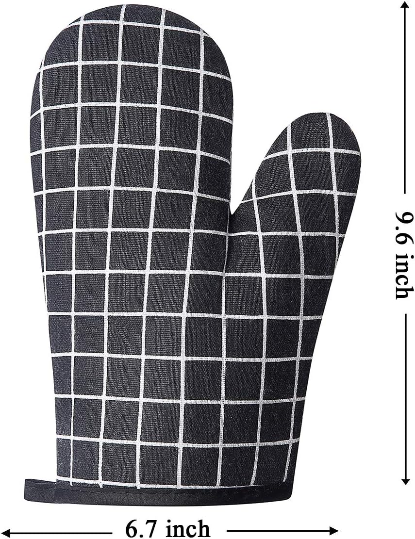 Oven Mitts and Potholders BBQ Gloves-Oven Mitts and Pot Holders with Recycled Infill Silicone Non-Slip Cooking Gloves for Cooking Baking Grilling (4-Piece Set,Yellow)