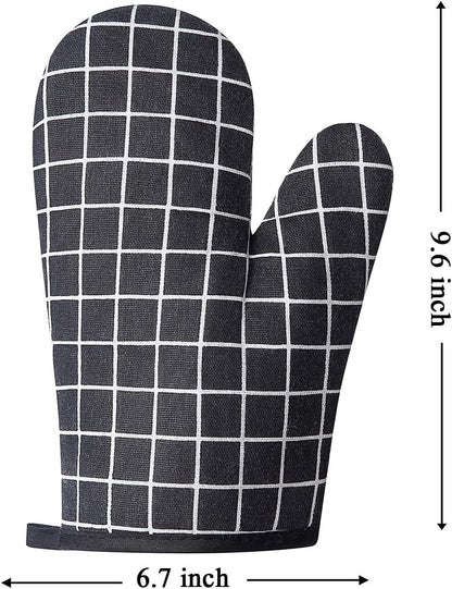 Oven Mitts and Potholders BBQ Gloves-Oven Mitts and Pot Holders with Recycled Infill Silicone Non-Slip Cooking Gloves for Cooking Baking Grilling (4-Piece Set,Yellow)
