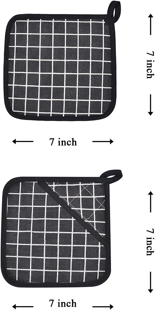 Oven Mitts and Potholders BBQ Gloves-Oven Mitts and Pot Holders with Recycled Infill Silicone Non-Slip Cooking Gloves for Cooking Baking Grilling (4-Piece Set,Yellow)