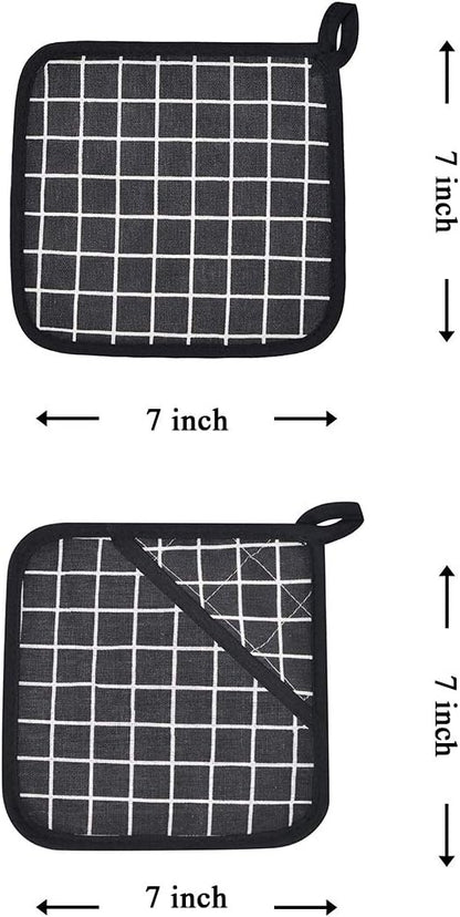 Oven Mitts and Potholders BBQ Gloves-Oven Mitts and Pot Holders with Recycled Infill Silicone Non-Slip Cooking Gloves for Cooking Baking Grilling (4-Piece Set,Yellow)
