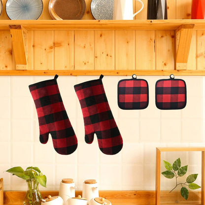 Oven Mitts and Potholders BBQ Gloves-Oven Mitts and Pot Holders with Recycled Infill Silicone Non-Slip Cooking Gloves for Cooking Baking Grilling (4-Piece Set,Yellow)