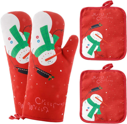 Oven Mitts and Potholders BBQ Gloves-Oven Mitts and Pot Holders with Recycled Infill Silicone Non-Slip Cooking Gloves for Cooking Baking Grilling (4-Piece Set,Yellow)