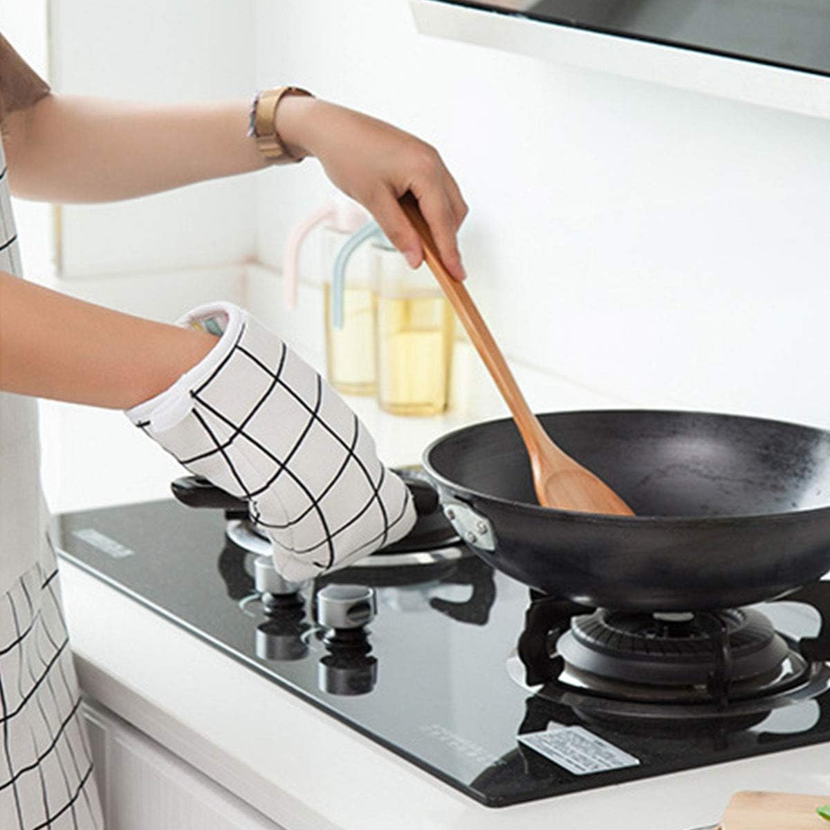 Oven Mitts and Potholders BBQ Gloves-Oven Mitts and Pot Holders with Recycled Infill Silicone Non-Slip Cooking Gloves for Cooking Baking Grilling (4-Piece Set,Yellow)