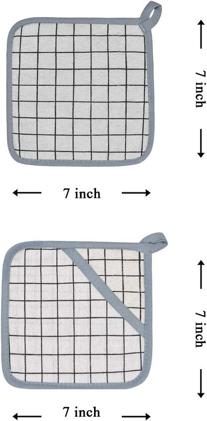 Oven Mitts and Potholders BBQ Gloves-Oven Mitts and Pot Holders with Recycled Infill Silicone Non-Slip Cooking Gloves for Cooking Baking Grilling (4-Piece Set,Yellow)