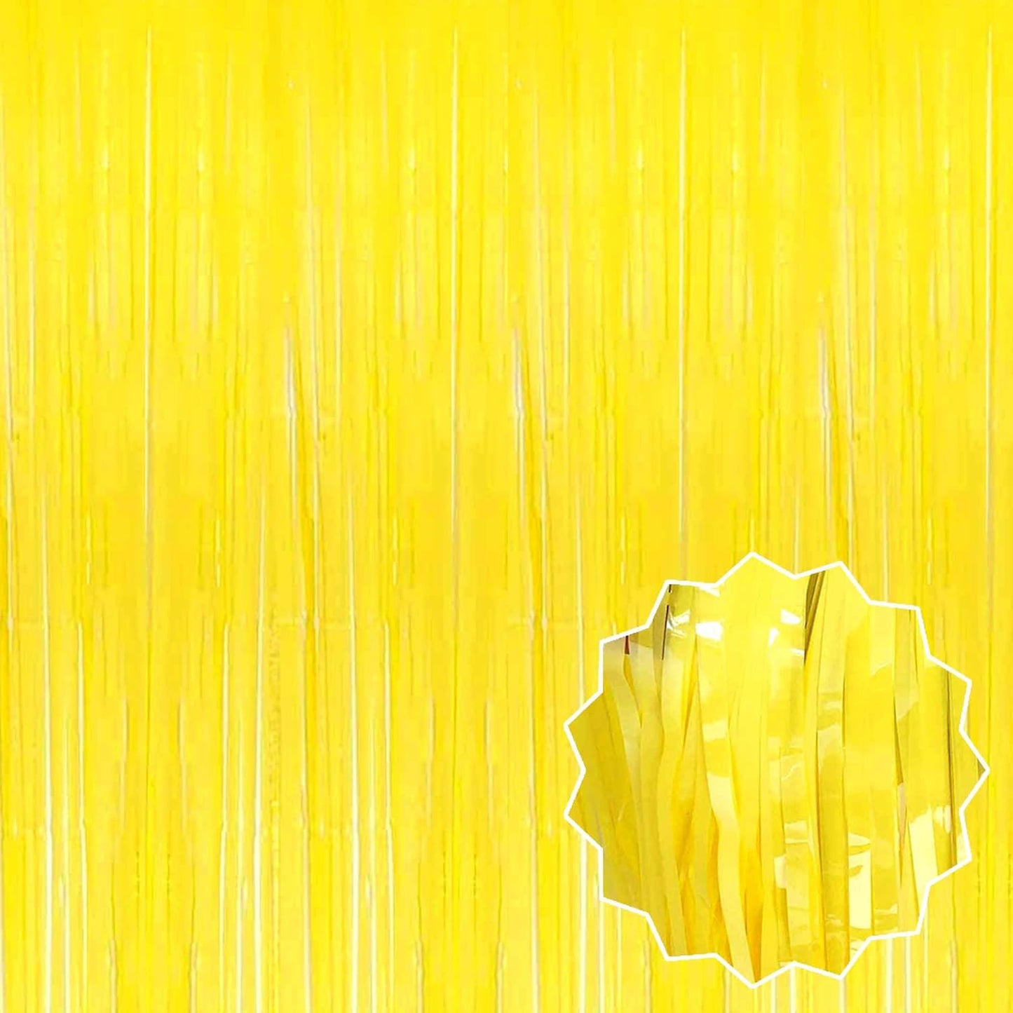 3 Pack Macaron Yellow Foil Fringe Curtains Backdrop, 3.28 x 8.2 Ft Metallic Streamers Tinsel Curtains Background for Photo Booth, Birthday, Halloween, Christmas, New Year Party Decorations