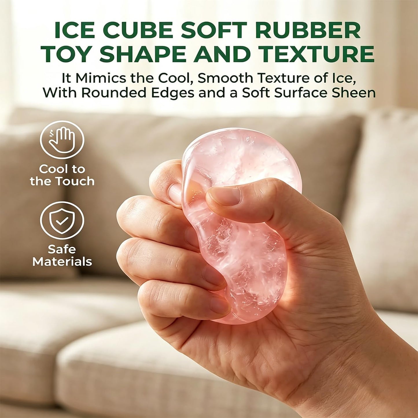 Coconut Oil Squishy Toys, Slow Rising Stress Ball Ice Cube Shape, Soft Squeeze Toy for Anxiety Relief, Reusable Sensory Fidget Pack (Yellow)