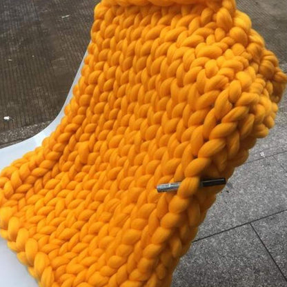 Handmade Chunky Knitted Blanket Yellow, Chunky Knit Blankets Soft Stylish & Cosy Beautiful Home Decor Cozy Throw Blankets, Couch, Bed, Chair, Sofa, Gift-20x20inch