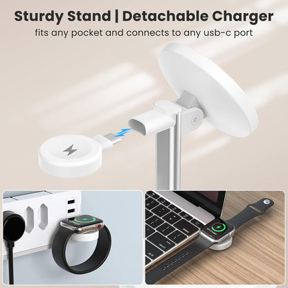 3 in 1 Wireless Charging Station,Detachable Apple Watch Charger & 15W Charger Stand for MagSafe for iPhone, Wireless Charger for Multiple Devices iPhone 16/15/14/13&Watch&AirPods（Yellow）
