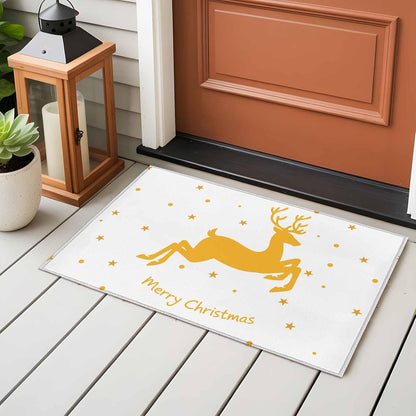 Yellow Reindeer 2x3 Area Rugs for Living Room, Merry Christmas Stars Winter Non Slip Floor Mat Washable Low-Profile Indoor Carpet for Bedroom, Dining Room, Bathroom
