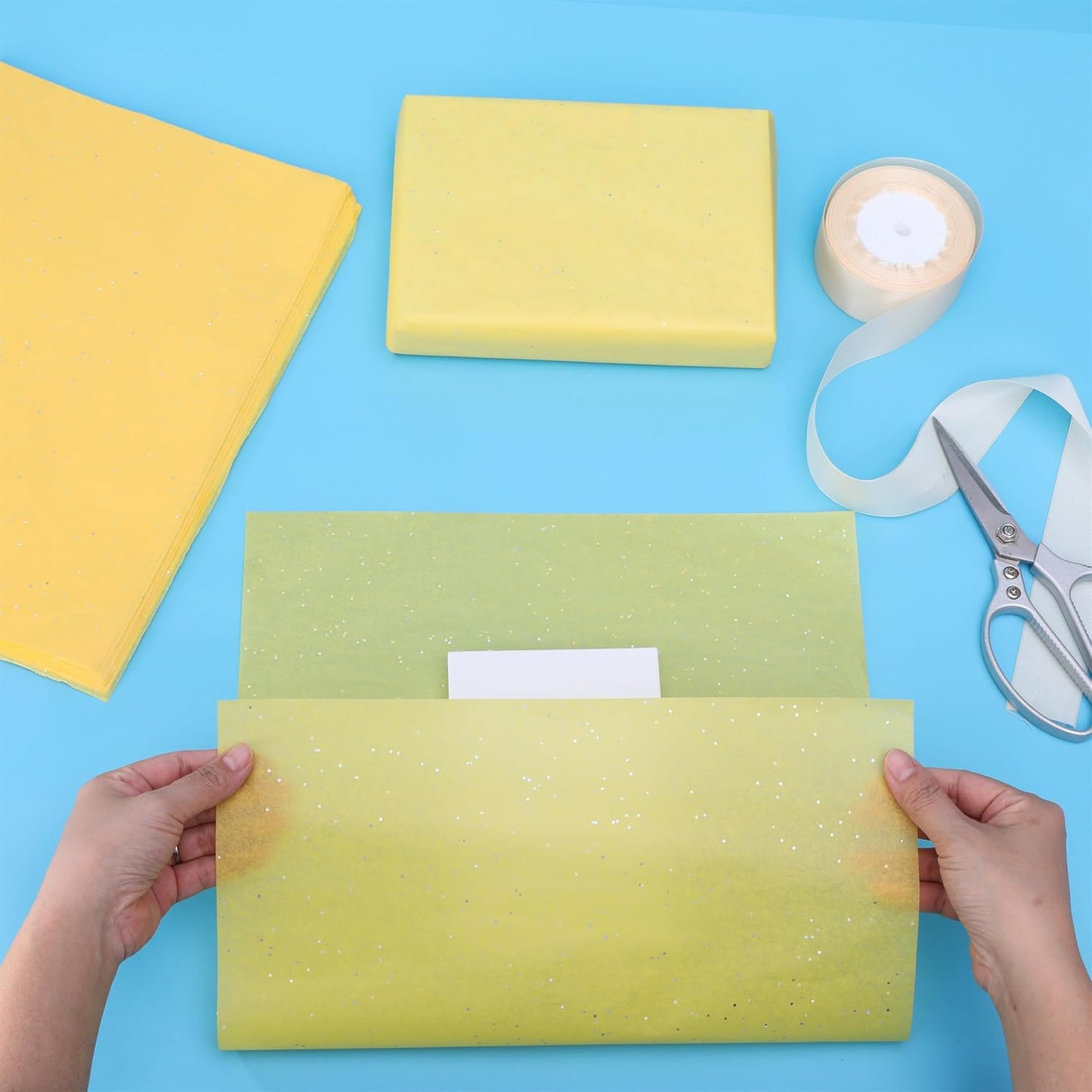 120 Sheets 20"x14" Yellow Tissue Paper for Gift Bags Packaging Glitter Art Tissue Paper for Crafts