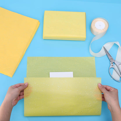 120 Sheets 20"x14" Yellow Tissue Paper for Gift Bags Packaging Glitter Art Tissue Paper for Crafts