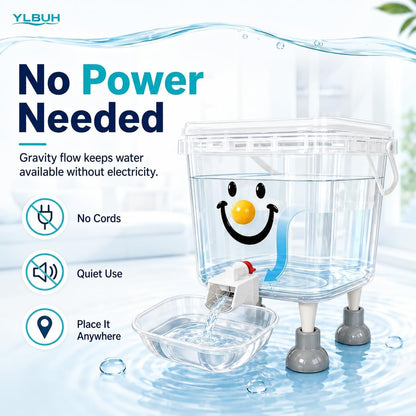 Pet Water Dispenser with Large Capacity, 5L Gravity Automatic Dog Water Dispenser, Transparent Tank Waterer with Raised Bowl for Cats and Dogs, Small to Medium Pets, Home Camping Outdoor (Yellow-3L)