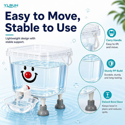 Pet Water Dispenser with Large Capacity, 5L Gravity Automatic Dog Water Dispenser, Transparent Tank Waterer with Raised Bowl for Cats and Dogs, Small to Medium Pets, Home Camping Outdoor (Yellow-3L)