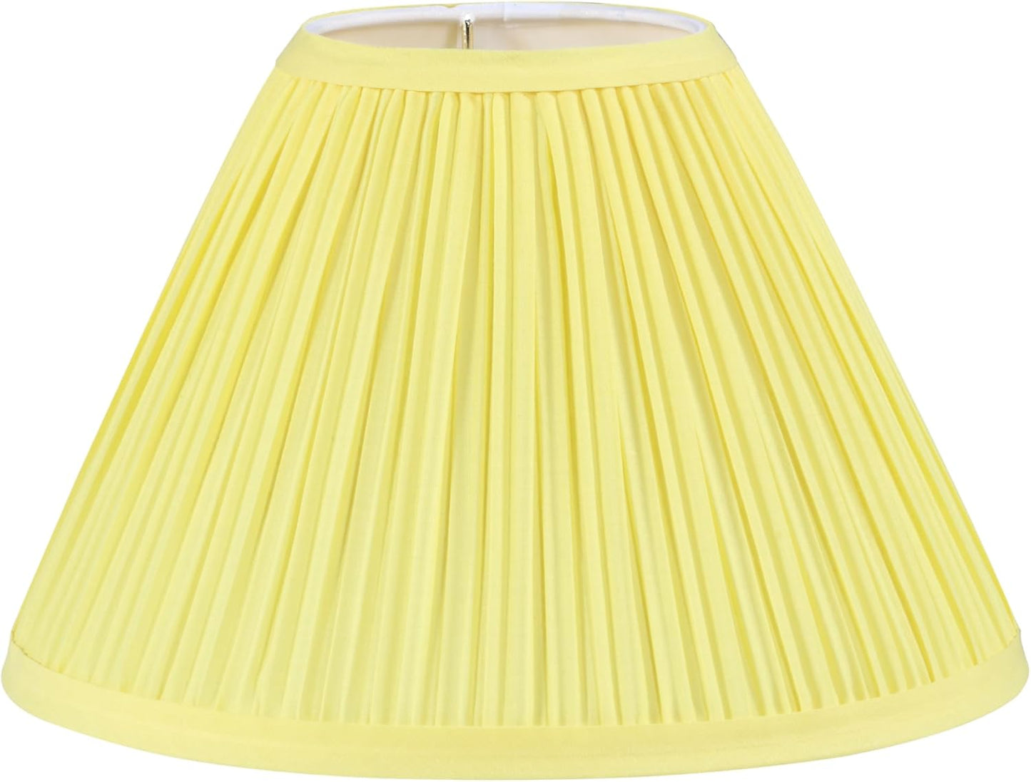 56505, Hardback Empire Transitional UNO Lamp Shade, Mushroom Pleated Canary Yellow Faux Silk Fabric, 4" Top x 10" Bottom x 7" Slant Height, Slip 33mm