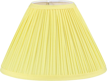 56505, Hardback Empire Transitional UNO Lamp Shade, Mushroom Pleated Canary Yellow Faux Silk Fabric, 4" Top x 10" Bottom x 7" Slant Height, Slip 33mm