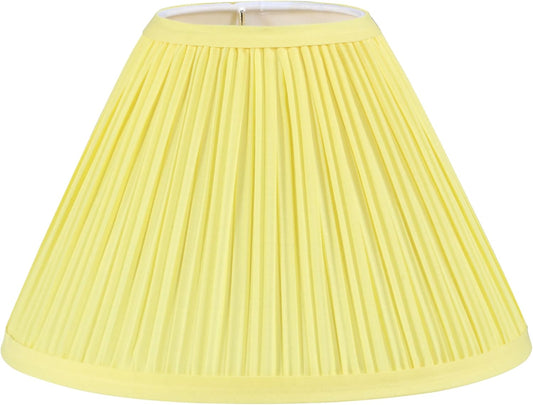 56505, Hardback Empire Transitional UNO Lamp Shade, Mushroom Pleated Canary Yellow Faux Silk Fabric, 4" Top x 10" Bottom x 7" Slant Height, Slip 33mm