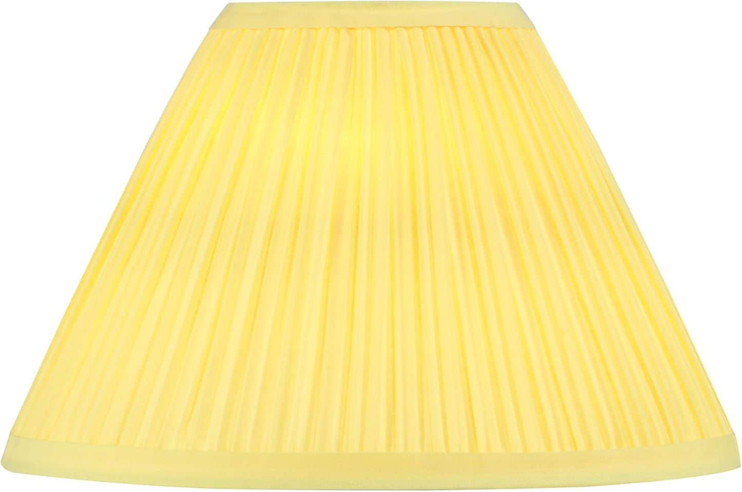 56505, Hardback Empire Transitional UNO Lamp Shade, Mushroom Pleated Canary Yellow Faux Silk Fabric, 4" Top x 10" Bottom x 7" Slant Height, Slip 33mm