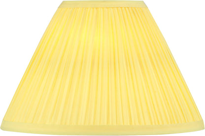56505, Hardback Empire Transitional UNO Lamp Shade, Mushroom Pleated Canary Yellow Faux Silk Fabric, 4" Top x 10" Bottom x 7" Slant Height, Slip 33mm