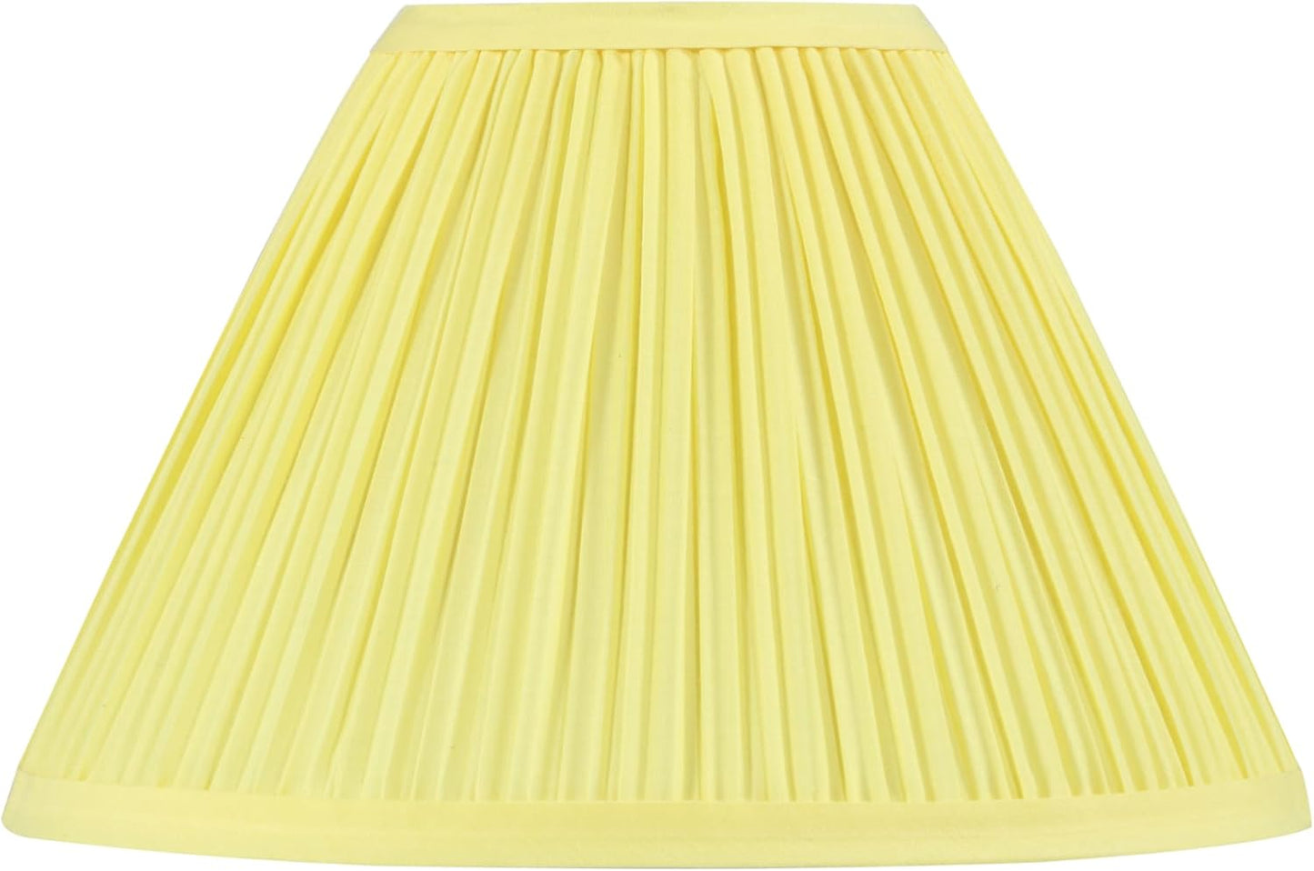 56505, Hardback Empire Transitional UNO Lamp Shade, Mushroom Pleated Canary Yellow Faux Silk Fabric, 4" Top x 10" Bottom x 7" Slant Height, Slip 33mm