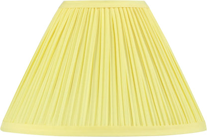 56505, Hardback Empire Transitional UNO Lamp Shade, Mushroom Pleated Canary Yellow Faux Silk Fabric, 4" Top x 10" Bottom x 7" Slant Height, Slip 33mm