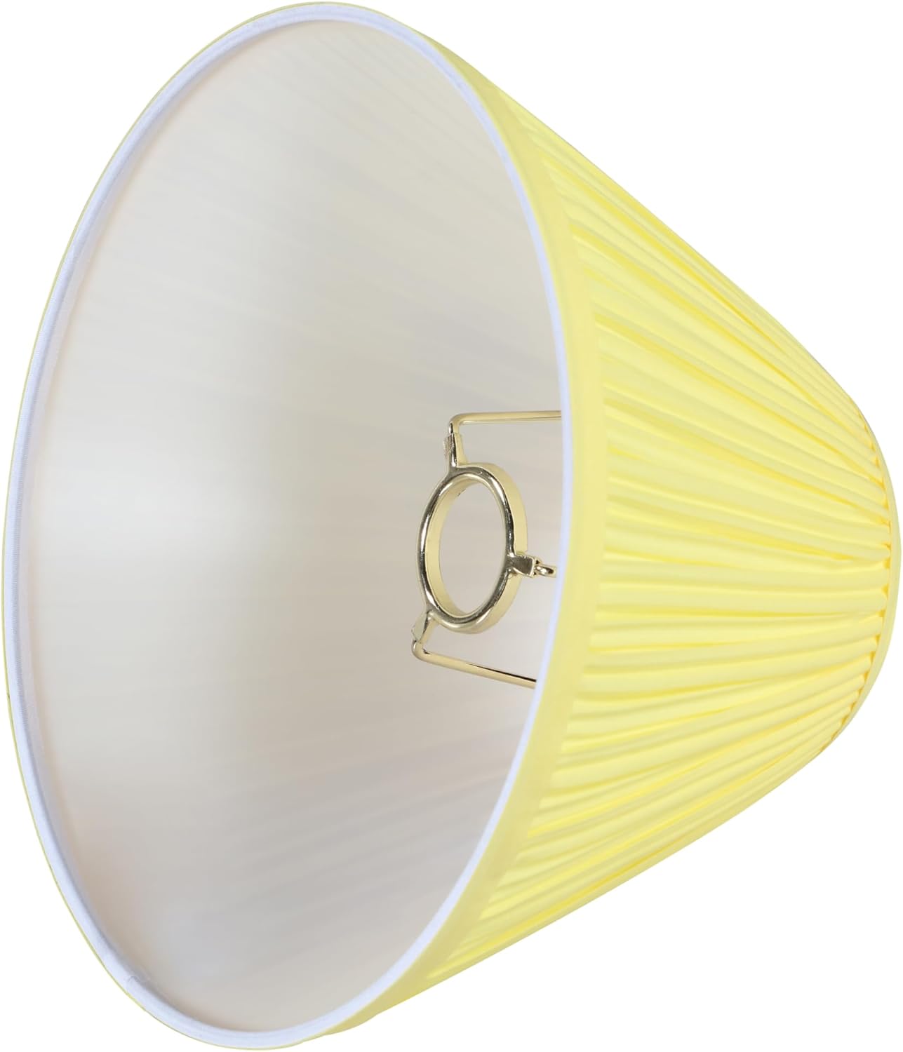 56505, Hardback Empire Transitional UNO Lamp Shade, Mushroom Pleated Canary Yellow Faux Silk Fabric, 4" Top x 10" Bottom x 7" Slant Height, Slip 33mm