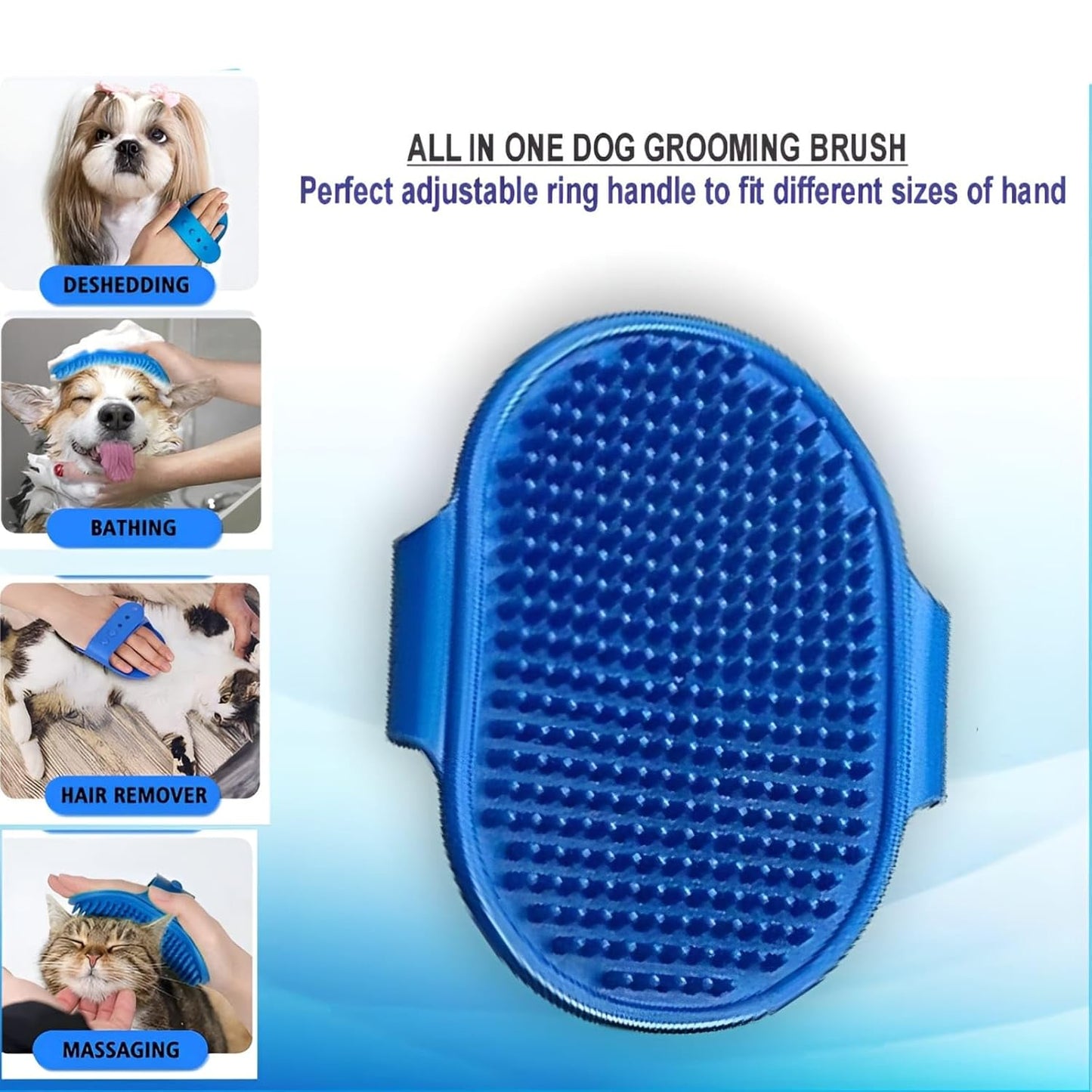 9PC Dog Grooming Kit for Bathing, Dog Paw Cleaner, Shampoo Dispenser Brush, Bath Scrubber & Massage Brush, Washing Gloves, Toothbrush Set, Complete Pet Bath Supplies for Dogs & Cats